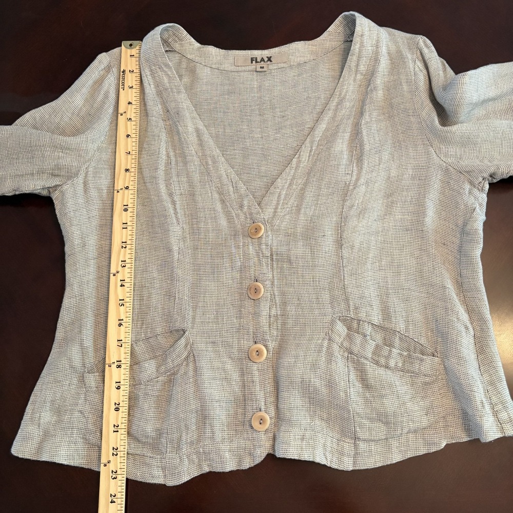 FLAX 100% Linen Button Front Cardigan M Oversized Lagenlook Minimalist Layer - Picture 10 of 10